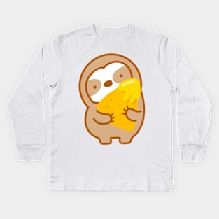 Nacho Cheese Chip Sloth Kids Long Sleeve T-Shirt